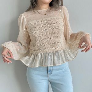 Organza Blouse long sleeves with ruffle
Topshop